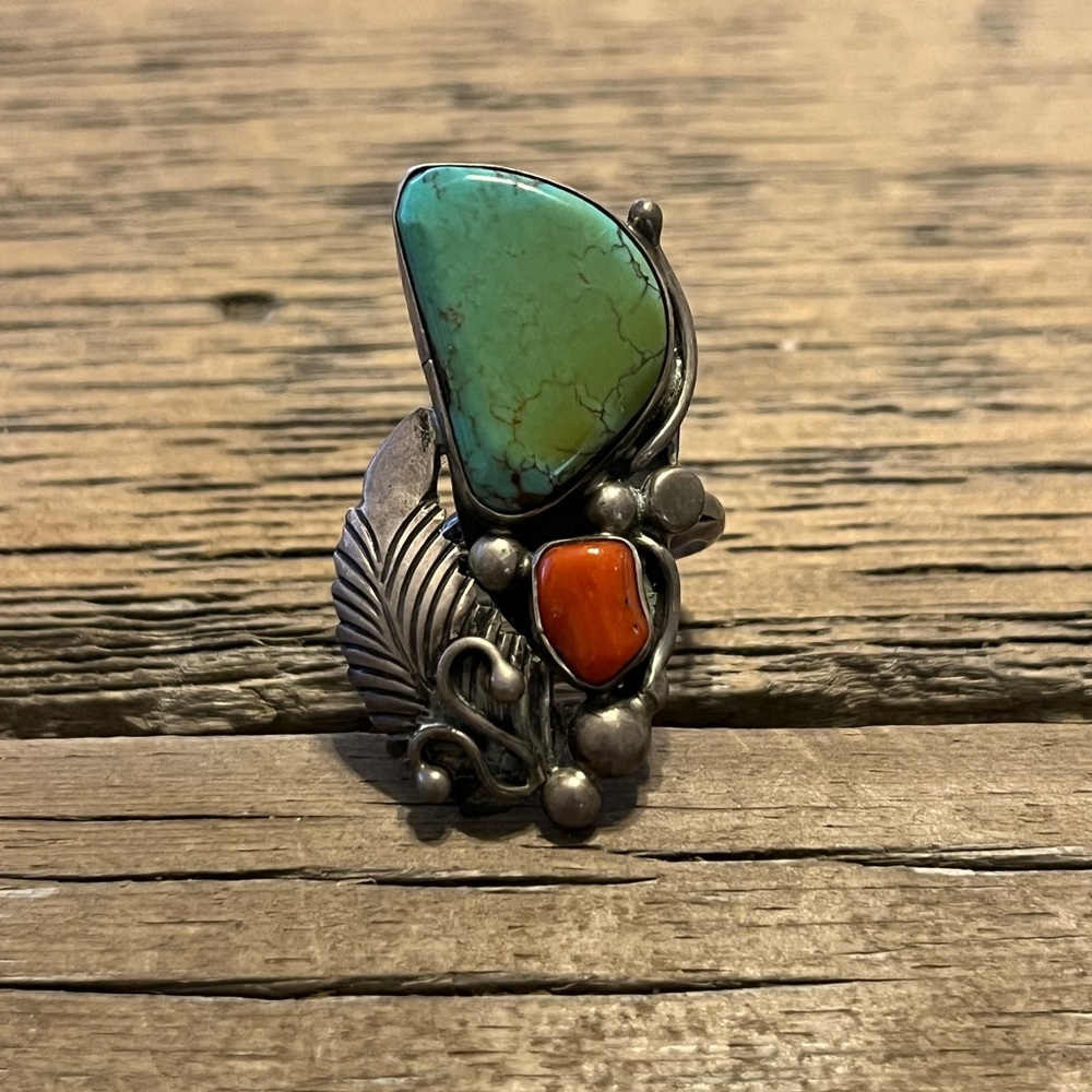 Turquoise and Corral statement ring